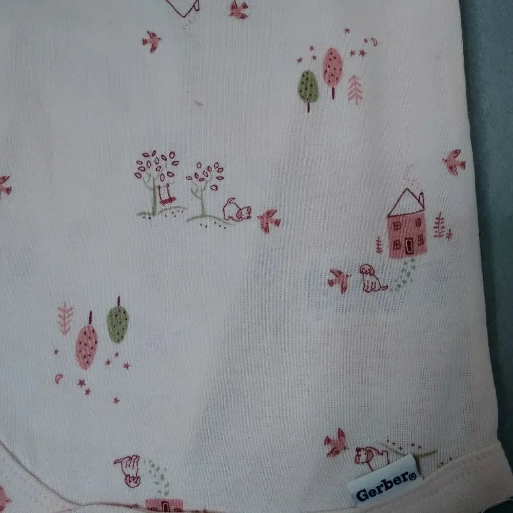 Gerber Onepiece Bodysuits Size 3 6m Baby Girls Lot Pinks Nature Moon Stars Puppy